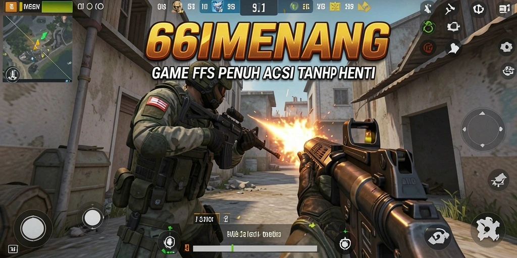 Screenshot dari gameplay intens di 66MENANG yang penuh aksi FPS.