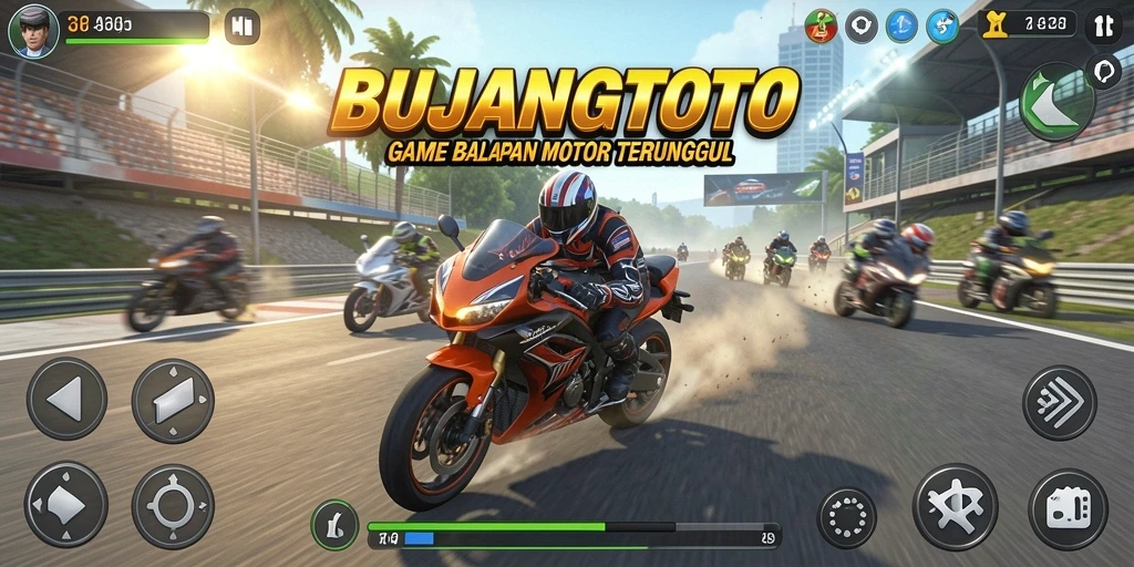 Tampilan gameplay balapan motor yang mendebarkan dan realistis.