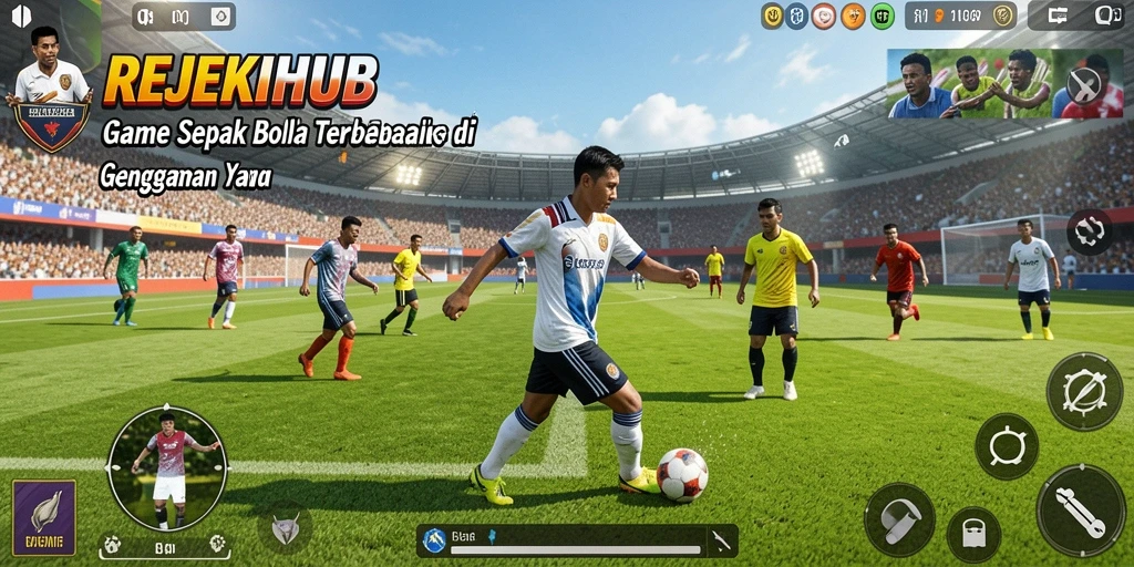 Tampilan gameplay seru REJEKIHUB dalam pertandingan sepak bola.