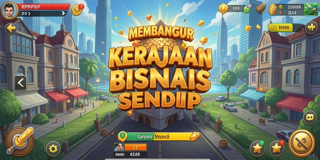 Tampilan gameplay RPRPRP dengan elemen manajemen Tycoon.